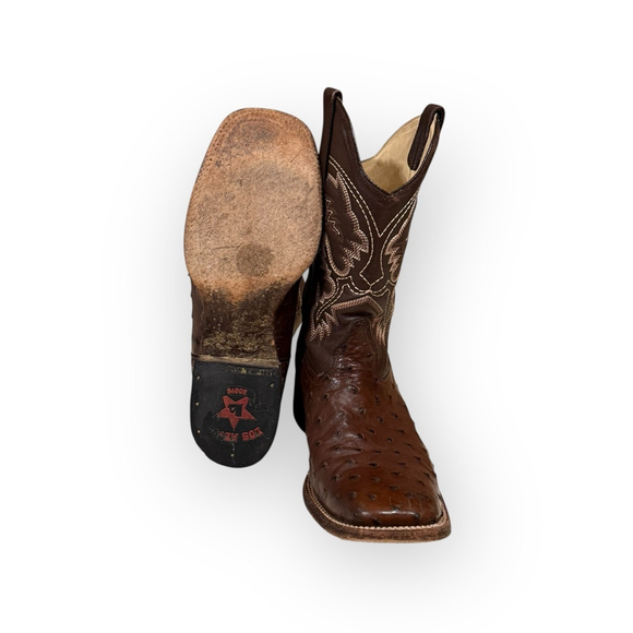 Los Altos Men’s Tobacco Full-Quill Ostrich Wide Square Toe Cowboy Boots 10.5 EE - Picture 8 of 10